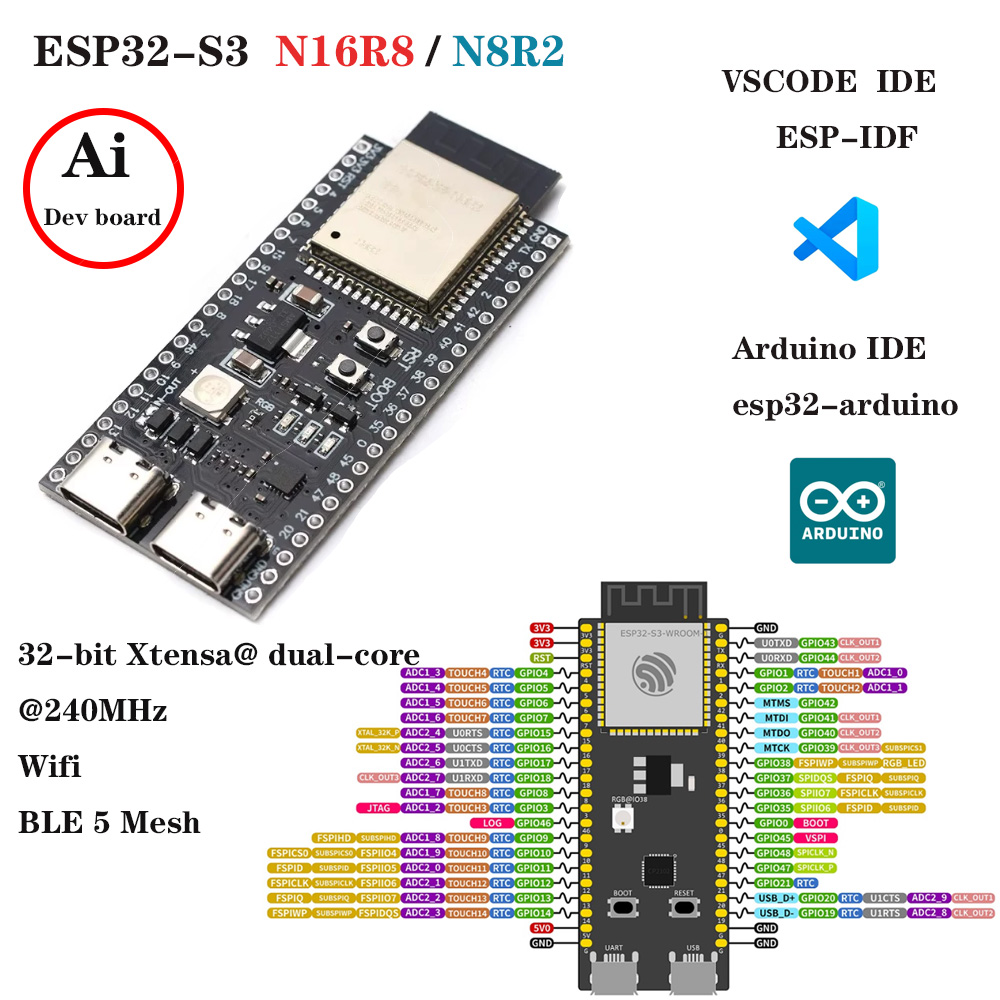 Esp32 S3 Development Board Lot - Платы разработки ESP32-S3 с комплектом адаптеров