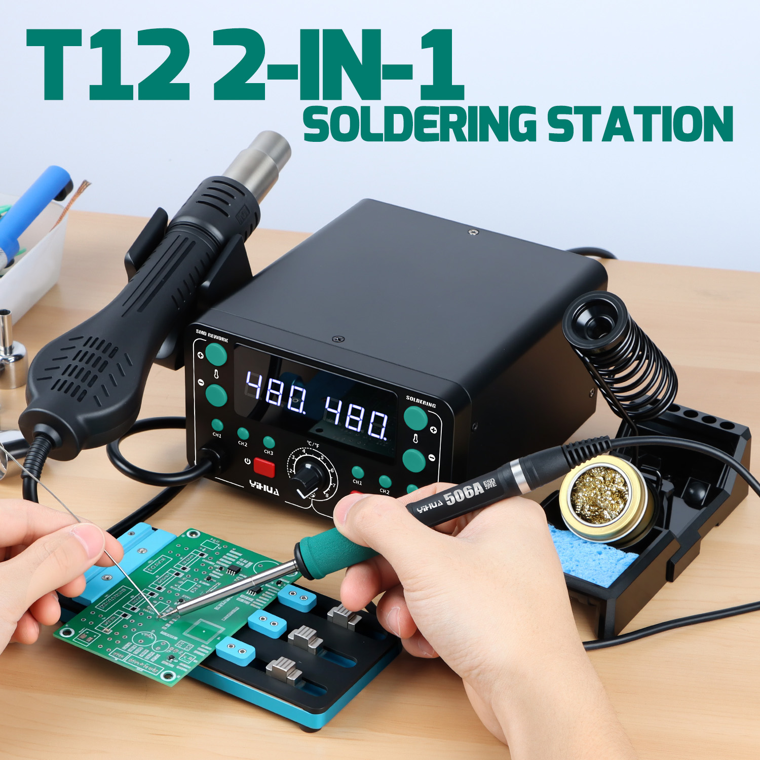 Паяльная станция 902D-IV 775W  – обзор и цена Hot Air Rework Station T12