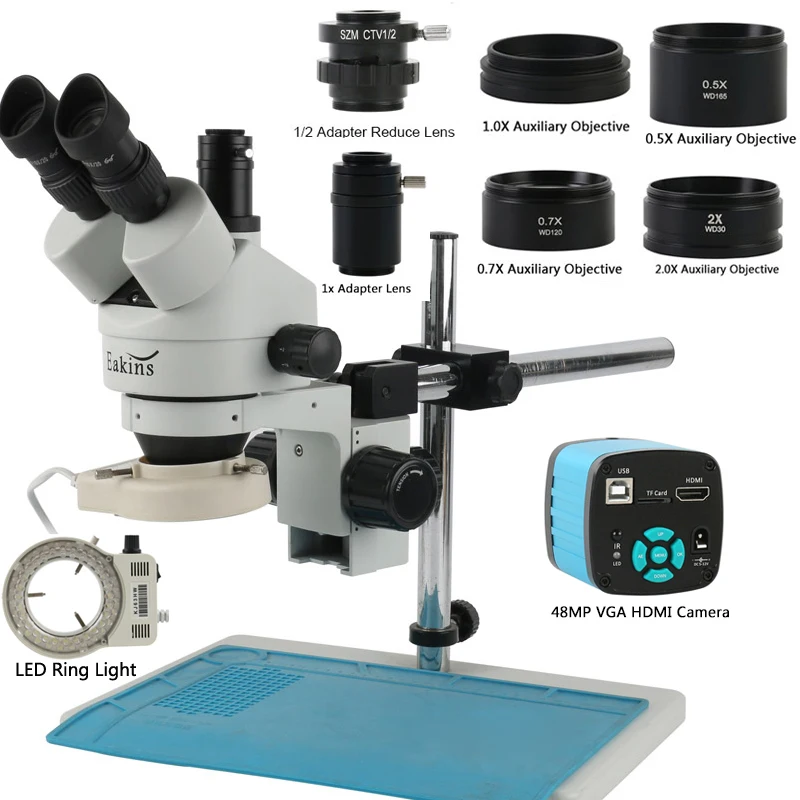 48MP 4K HDMI USB видео C крепл – обзор и цена Stereo Trinocular Microscope Pcb